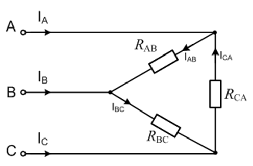 Рис. 4. Схема трехфазной электрической цепи.